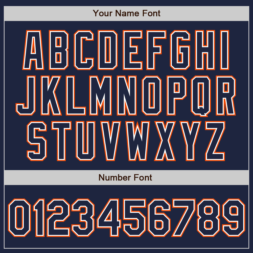 Custom Navy White-Orange Authentic Baseball Jersey view 5