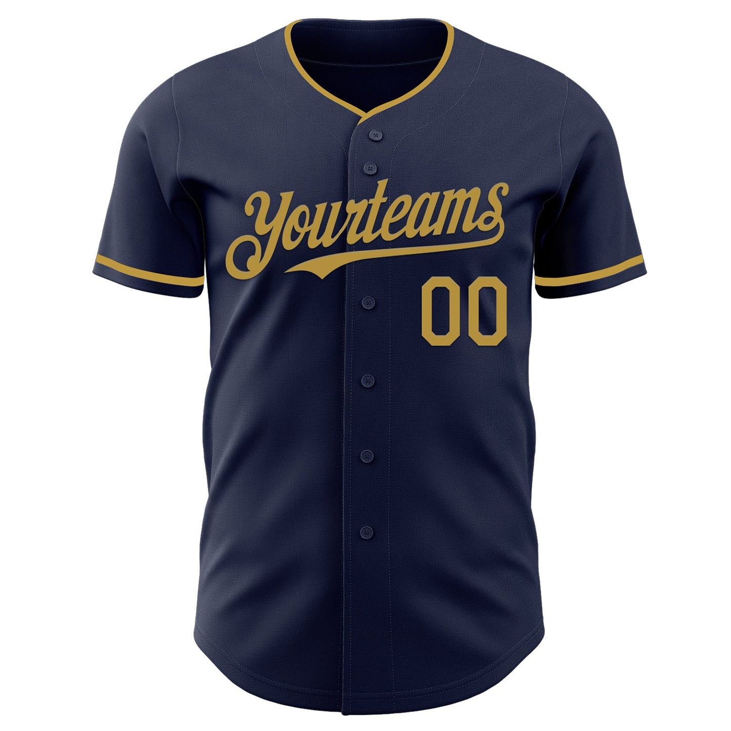 Custom Navy Old Gold Authentic Baseball Jersey view 2