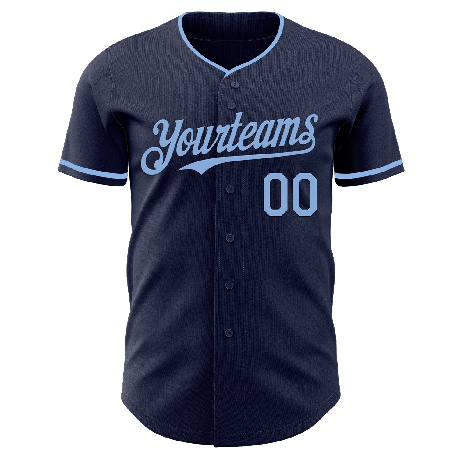 Custom Navy Light Blue Authentic Baseball Jersey view 2