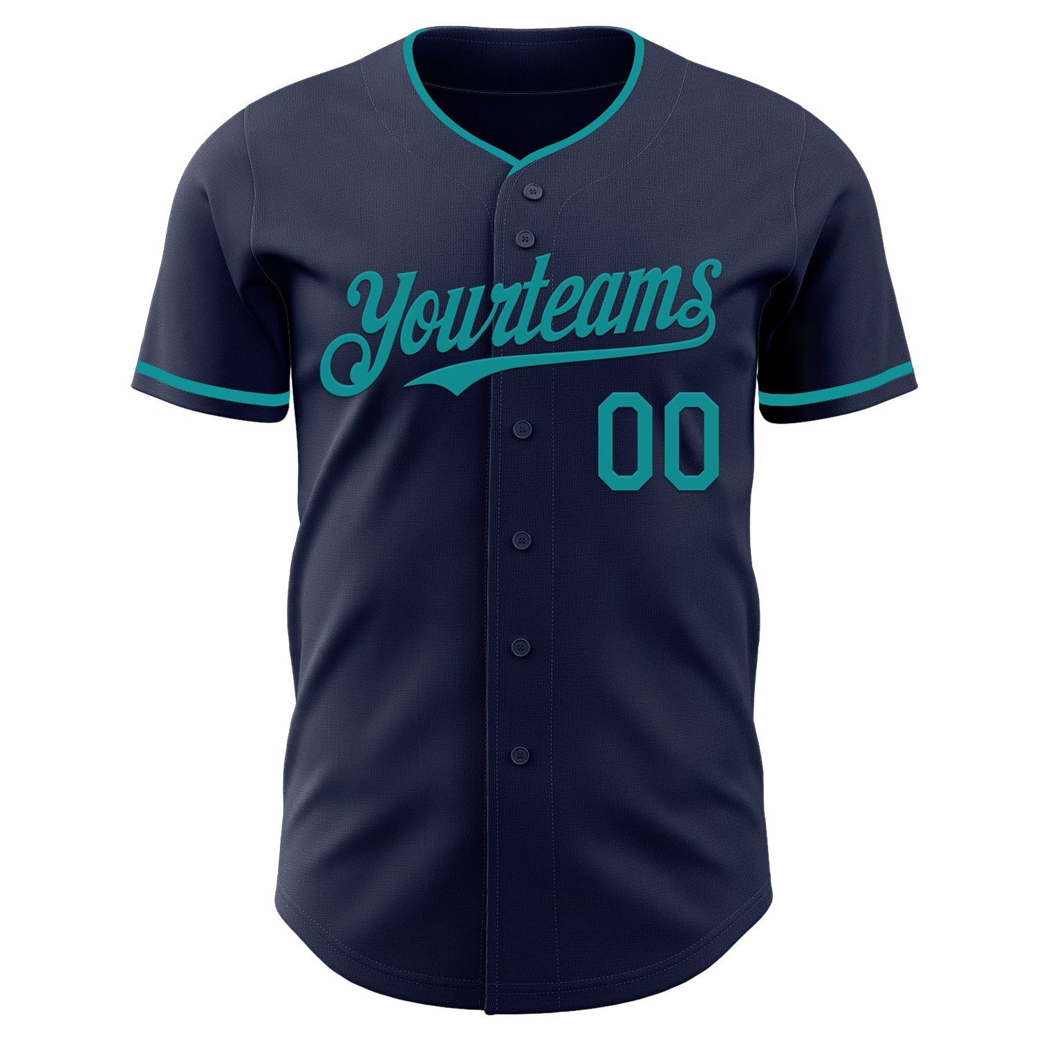 Custom Navy Teal Authentic Baseball Jersey view 2