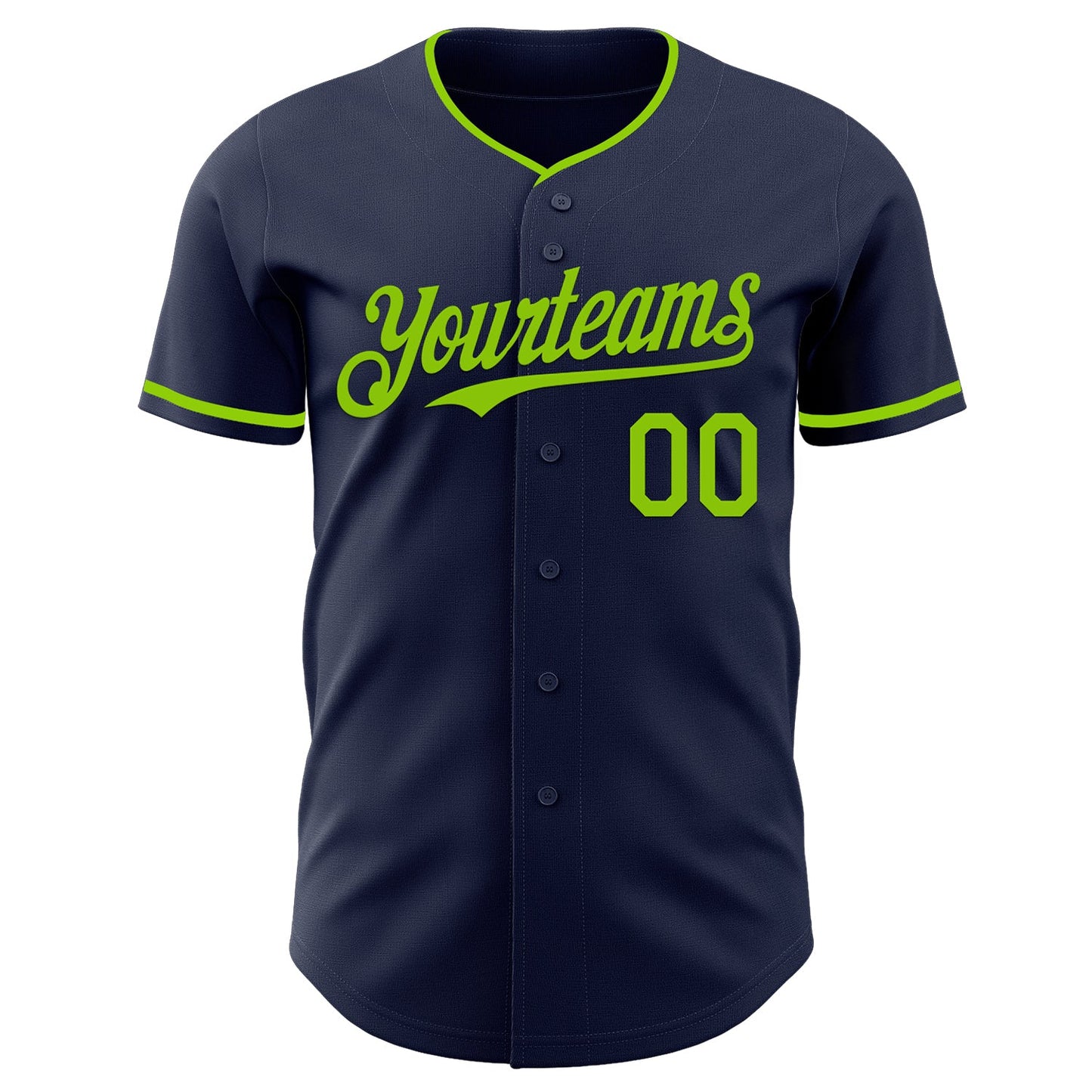 Custom Navy Neon Green Authentic Baseball Jersey view 2
