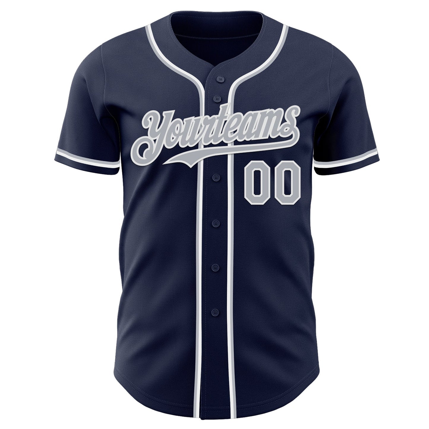 Custom Navy Gray-White Authentic Baseball Jersey view 2
