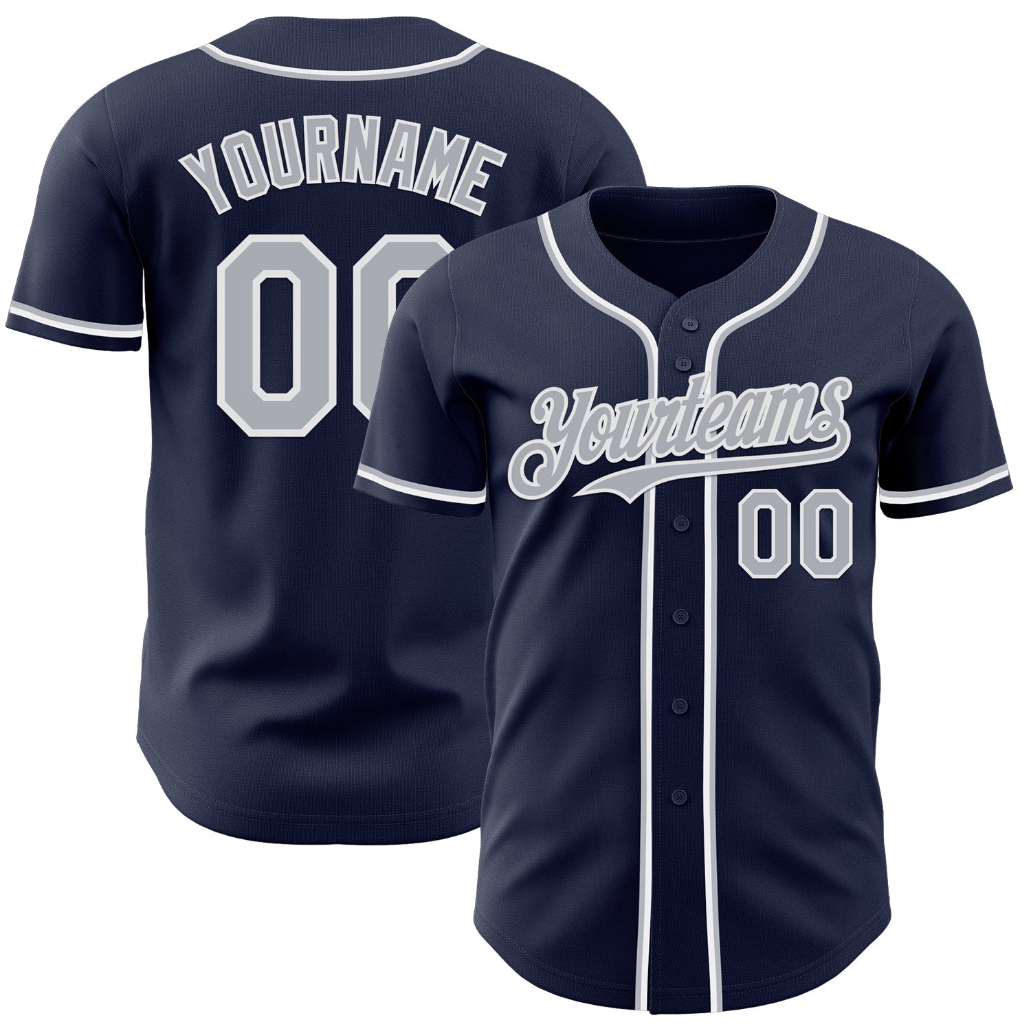 Custom Navy Gray-White Authentic Baseball Jersey - Main View