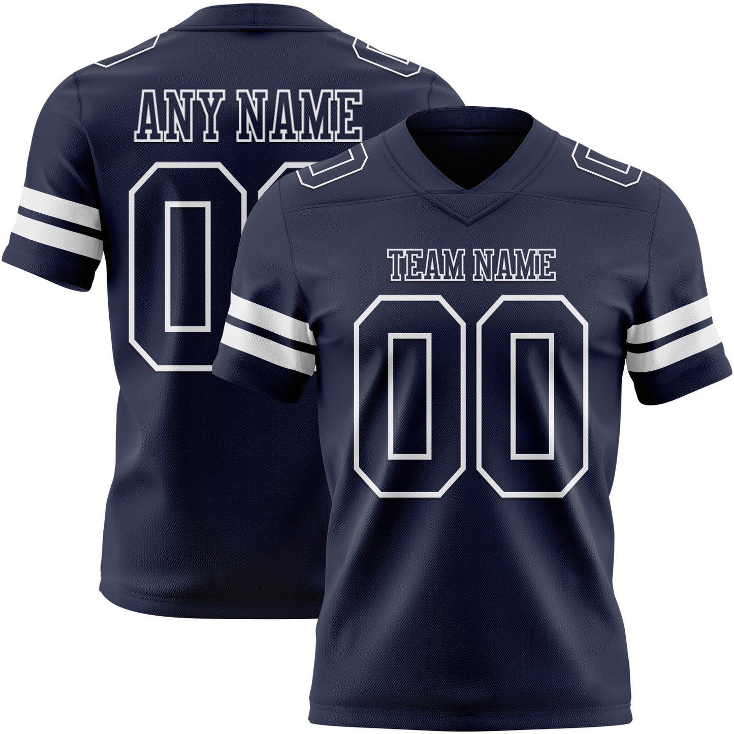 Custom Navy White Authentic Football Jersey - Main View
