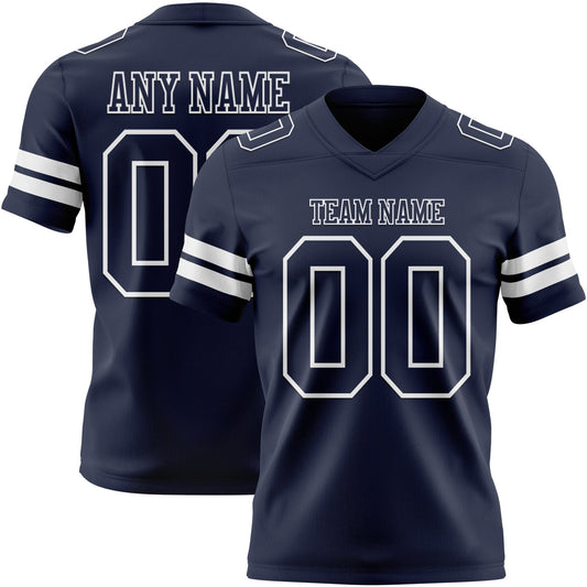 Custom Navy White Authentic Football Jersey - Main View
