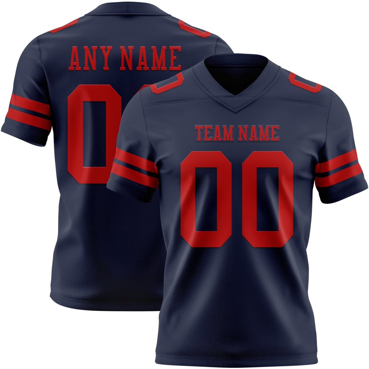 Custom Navy Red Authentic Football Jersey - Main View