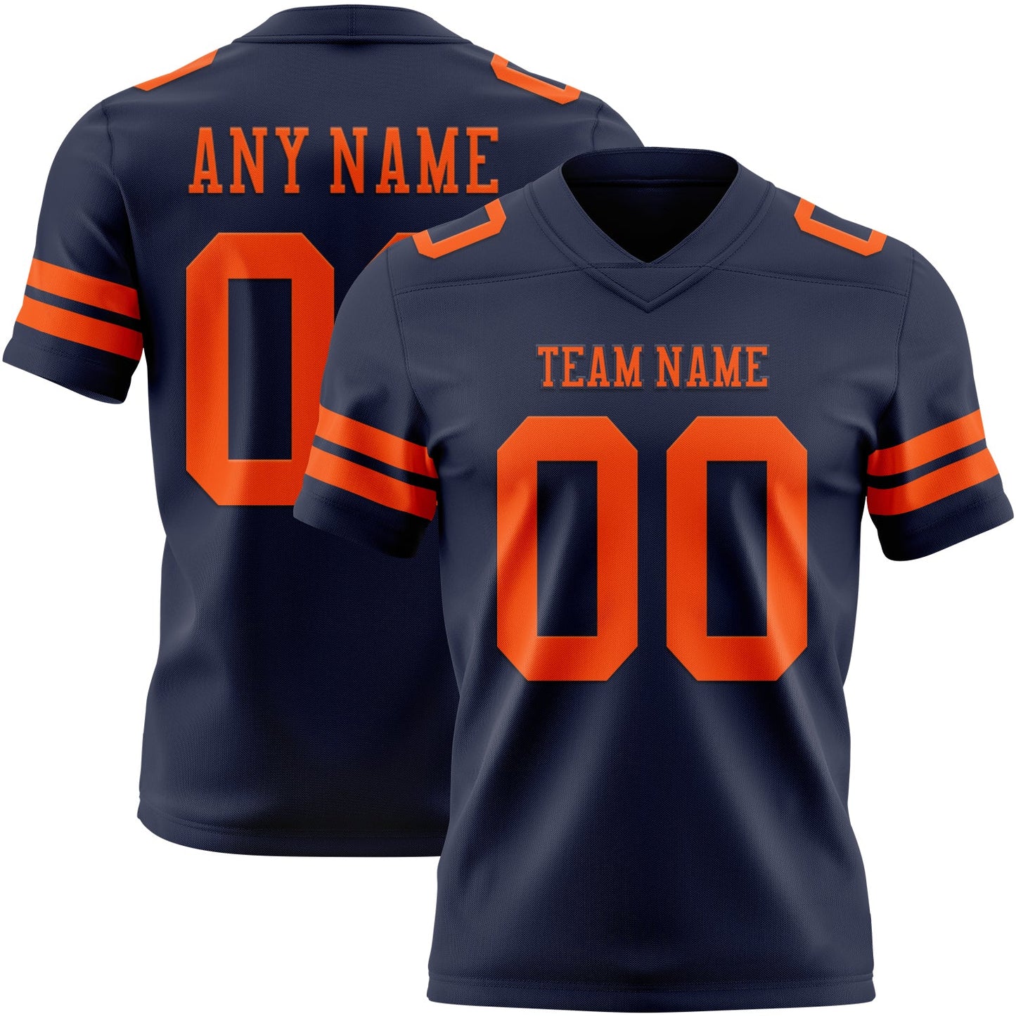 Custom Navy Orange Authentic Football Jersey - Main View