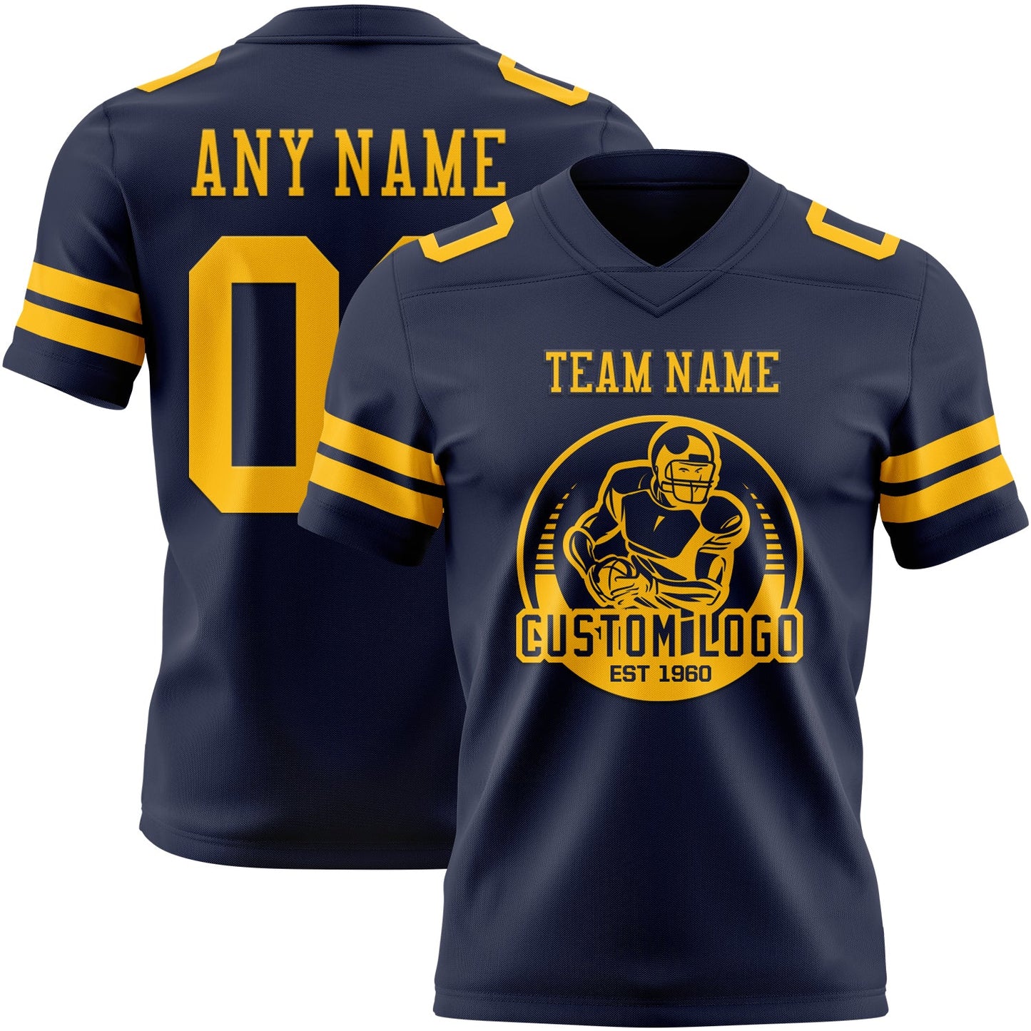 Custom Navy Gold Authentic Football Jersey view 2