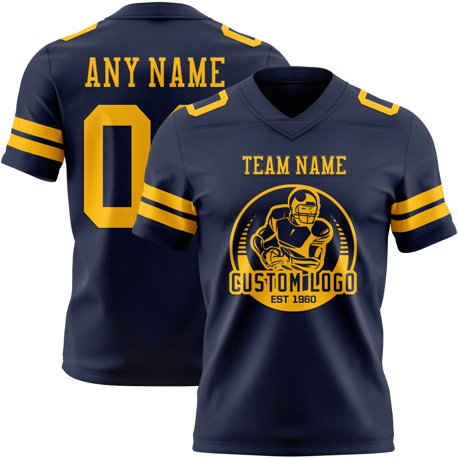 Custom Navy Gold Authentic Football Jersey view 2