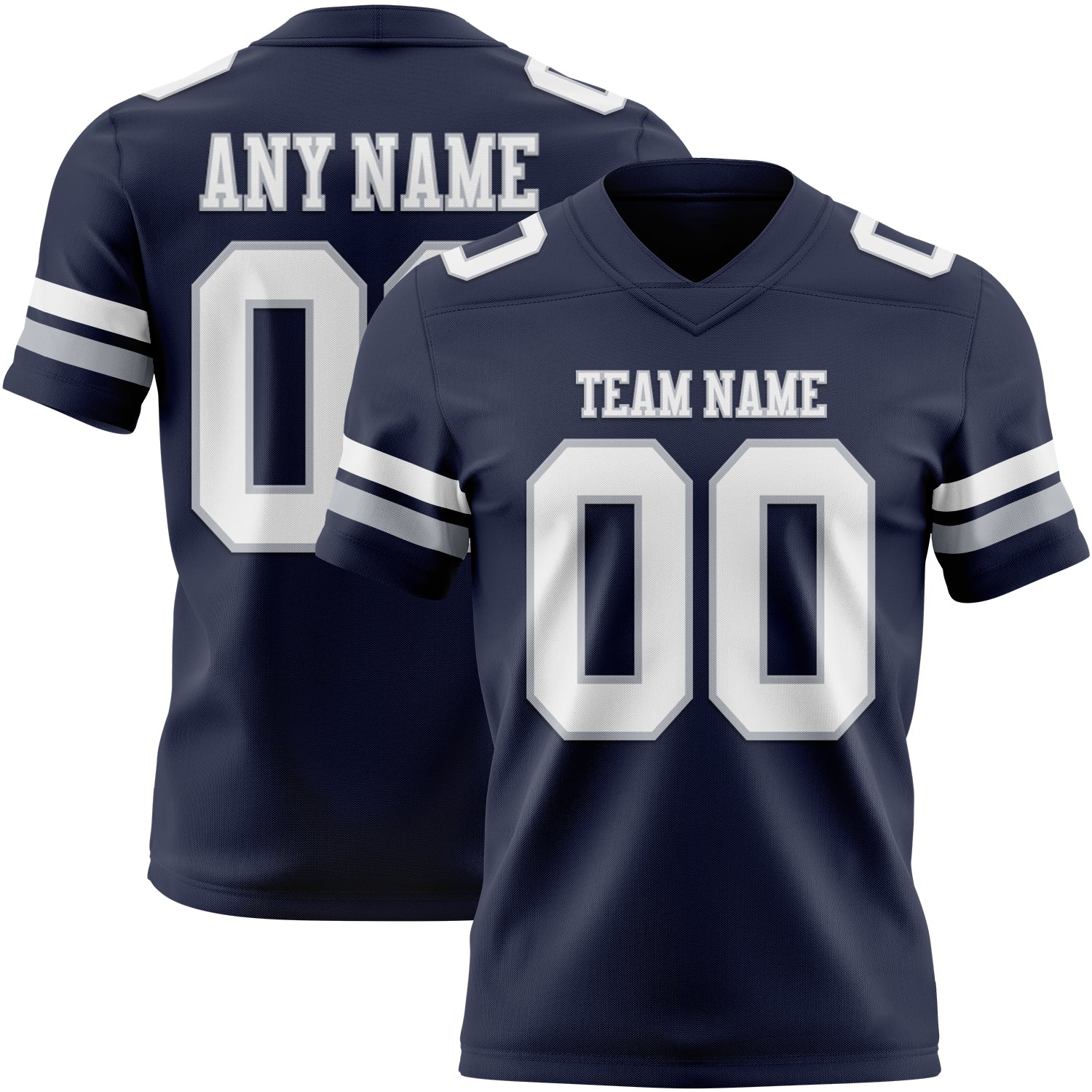 Custom Navy White-Gray Authentic Football Jersey - Main View