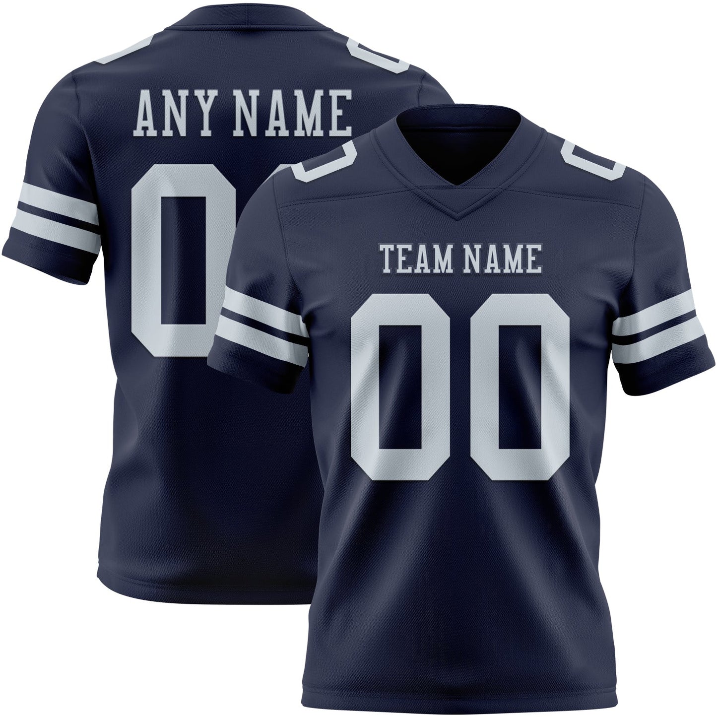 Custom Navy Silver Authentic Football Jersey - Main View