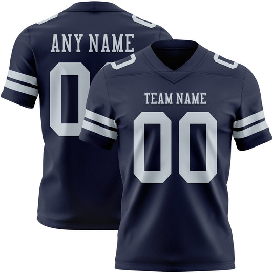 Custom Navy Silver Authentic Football Jersey - Main View