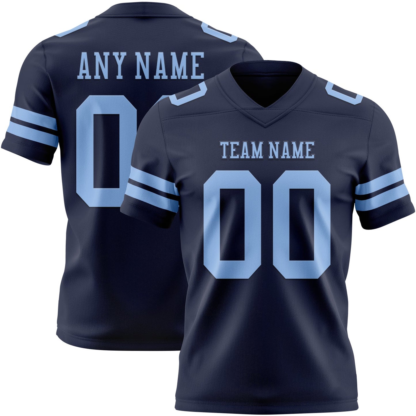 Custom Navy Light Blue Authentic Football Jersey - Main View