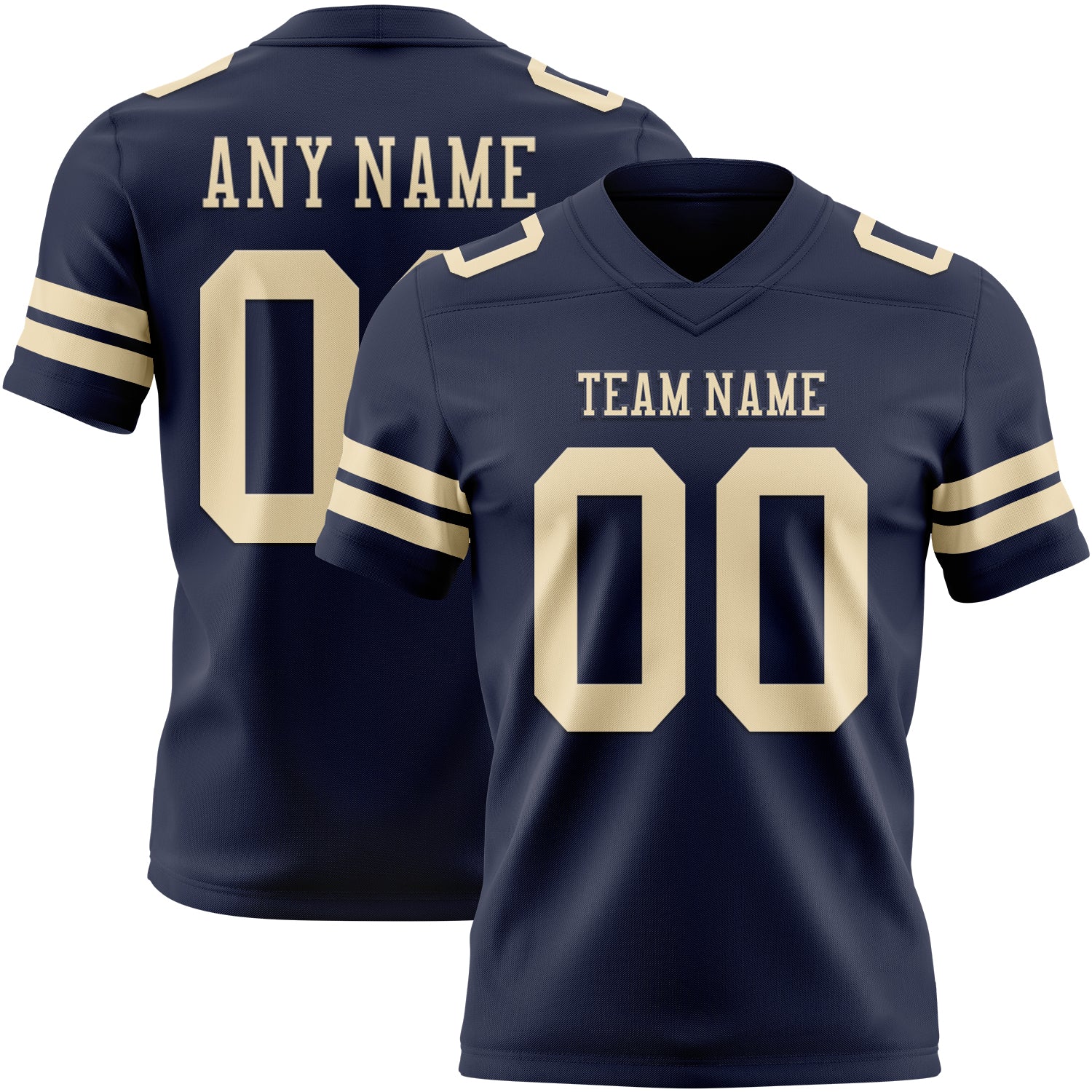 Custom Navy Cream Authentic Football Jersey - Main View