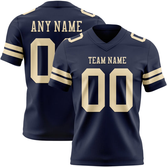 Custom Navy Cream Authentic Football Jersey - Main View