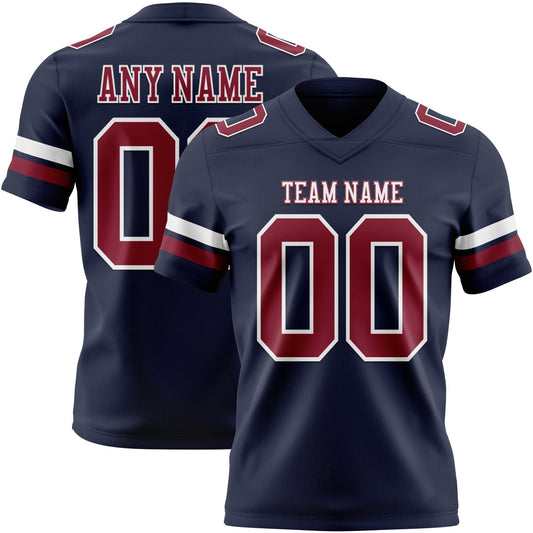 Custom Navy Crimson-White Authentic Football Jersey - Main View