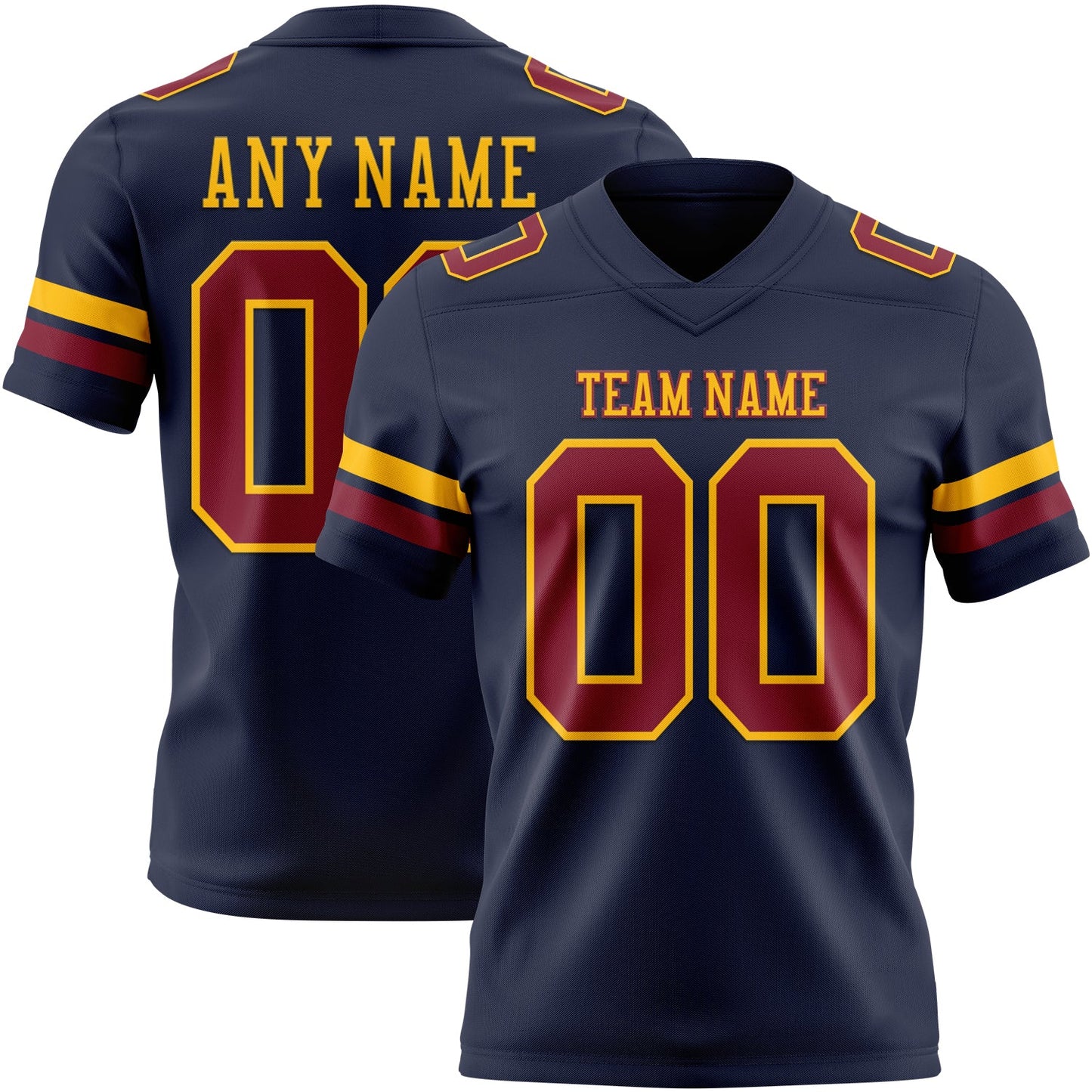 Custom Navy Crimson-Gold Authentic Football Jersey - Main View