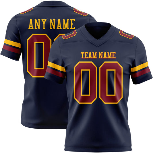 Custom Navy Crimson-Gold Authentic Football Jersey - Main View