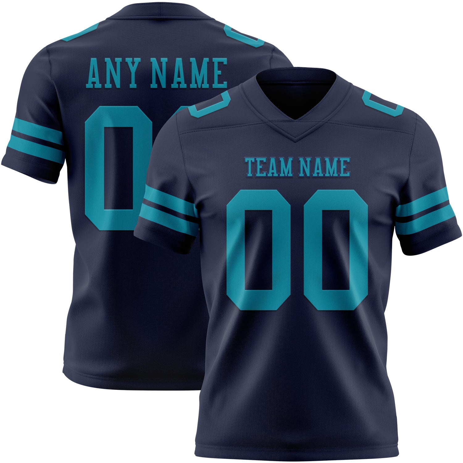 Custom Navy Teal Authentic Football Jersey - Main View