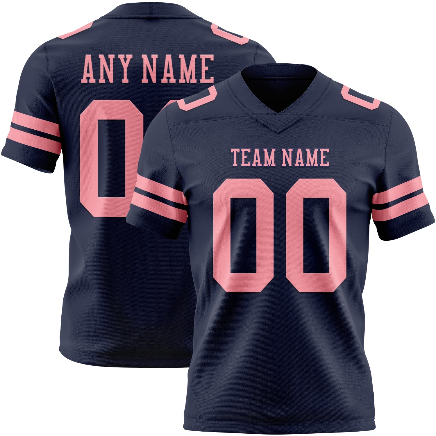 Custom Navy Medium Pink Authentic Football Jersey - Main View