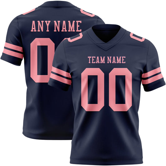 Custom Navy Medium Pink Authentic Football Jersey - Main View