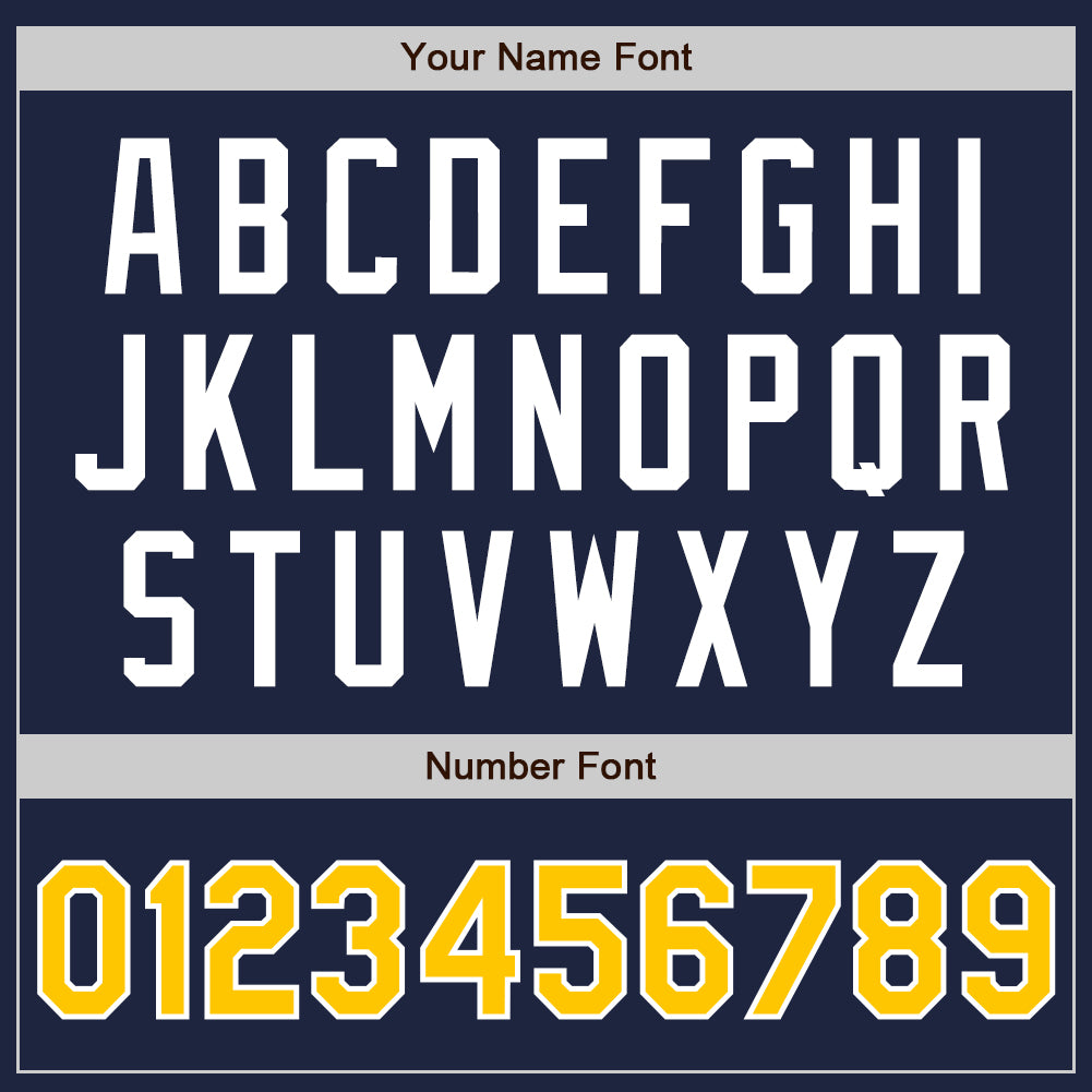 Custom Navy Yellow-White Authentic Baseball Jersey view 5