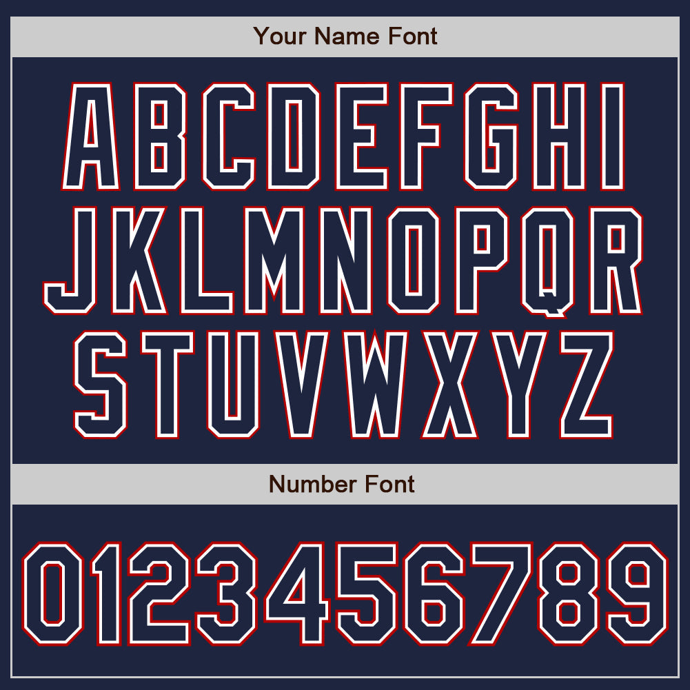 Custom Navy White-Red Authentic Baseball Jersey view 5