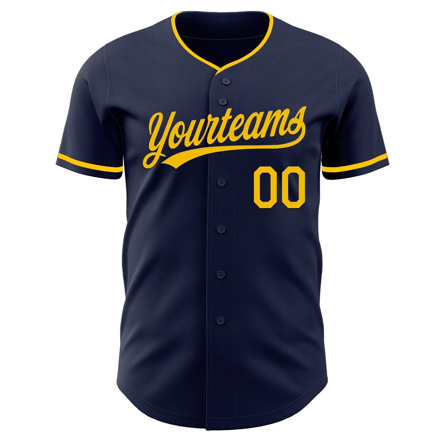Custom Navy Yellow Authentic Baseball Jersey view 2