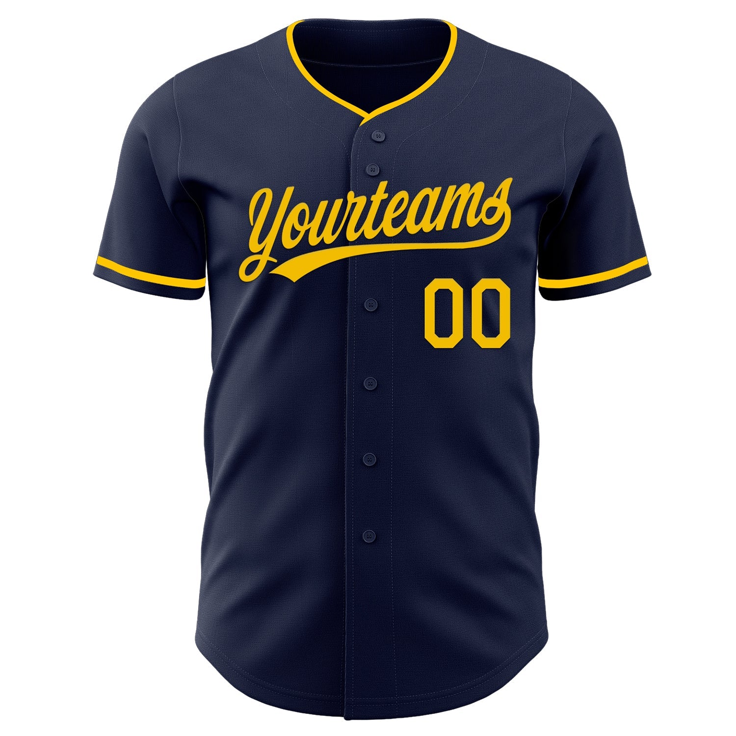 Custom Navy Yellow Authentic Baseball Jersey view 2