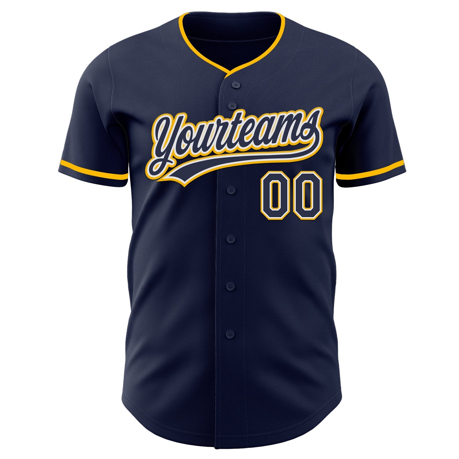 Custom Navy White-Gold Authentic Baseball Jersey view 2