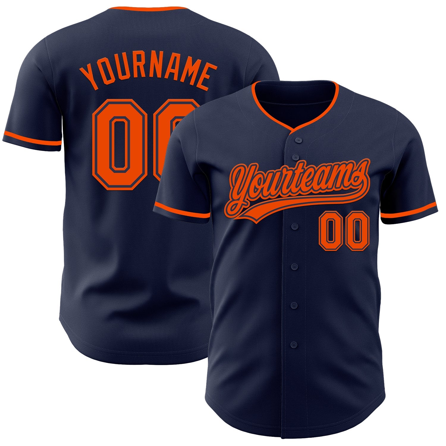 Custom Navy Orange Authentic Baseball Jersey - Main View