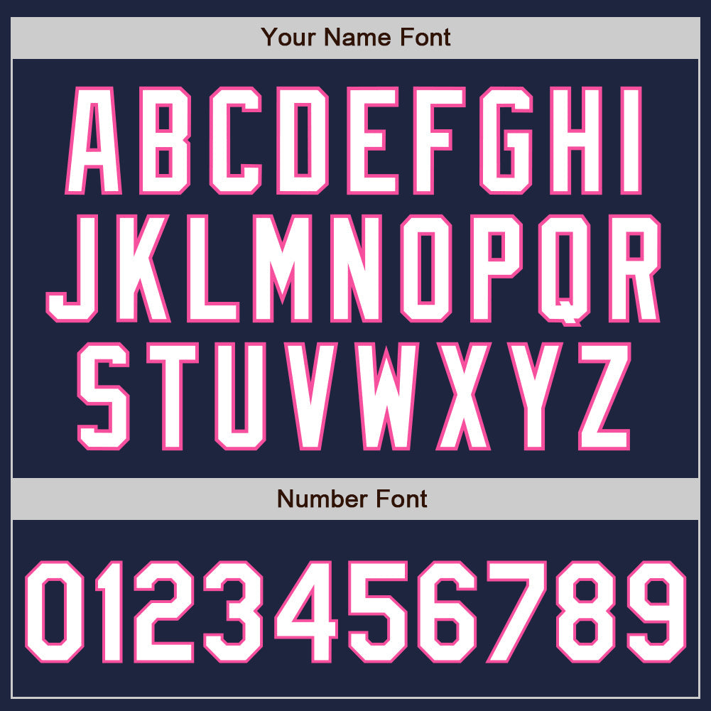 Custom Navy White-Pink Authentic Baseball Jersey view 5