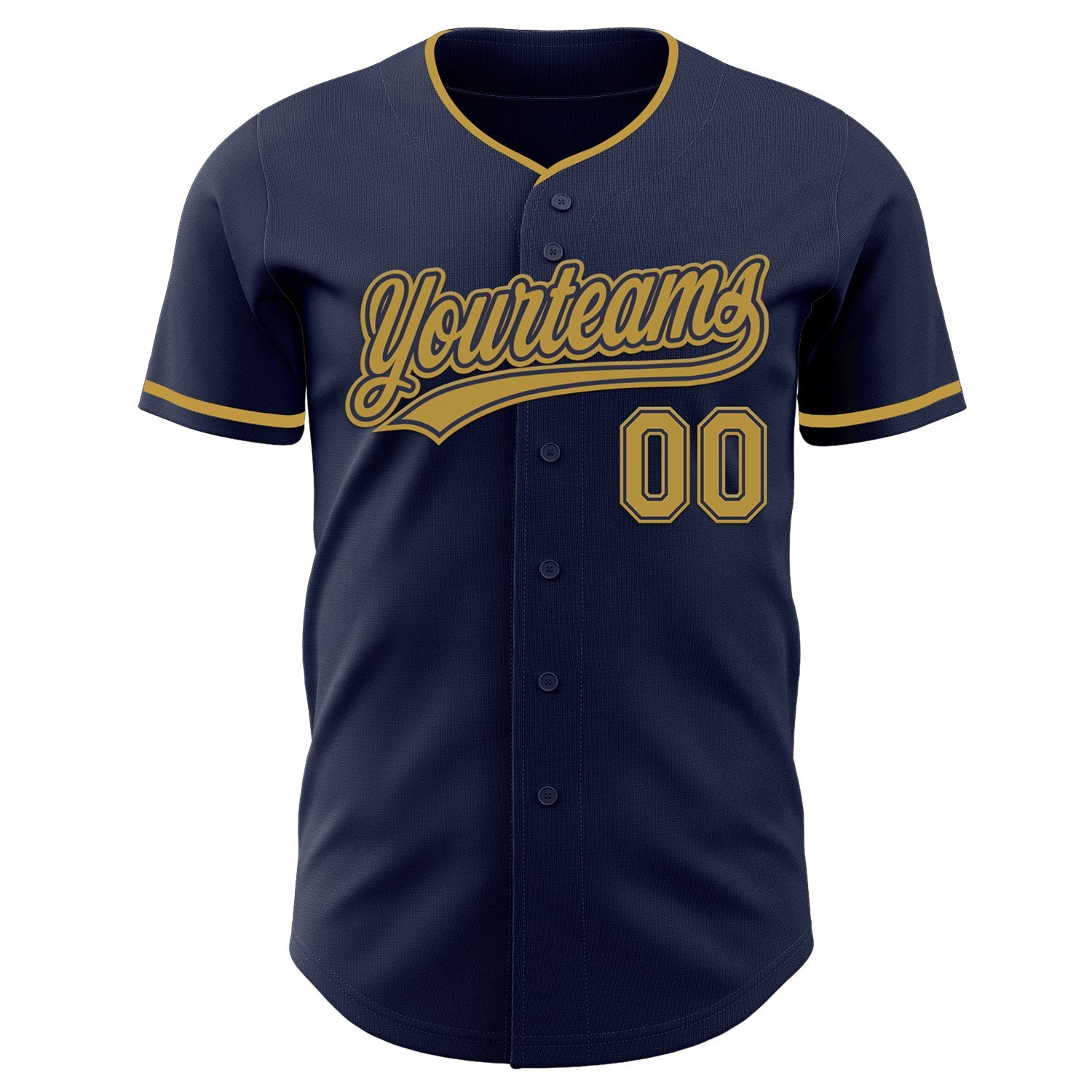Custom Navy Old Gold Authentic Baseball Jersey view 2