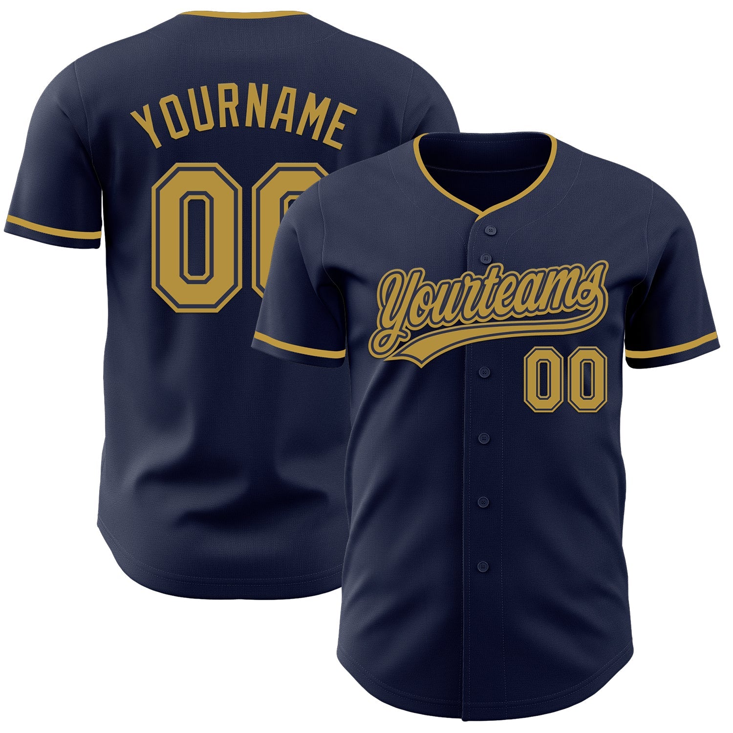 Custom Navy Old Gold Authentic Baseball Jersey - Main View