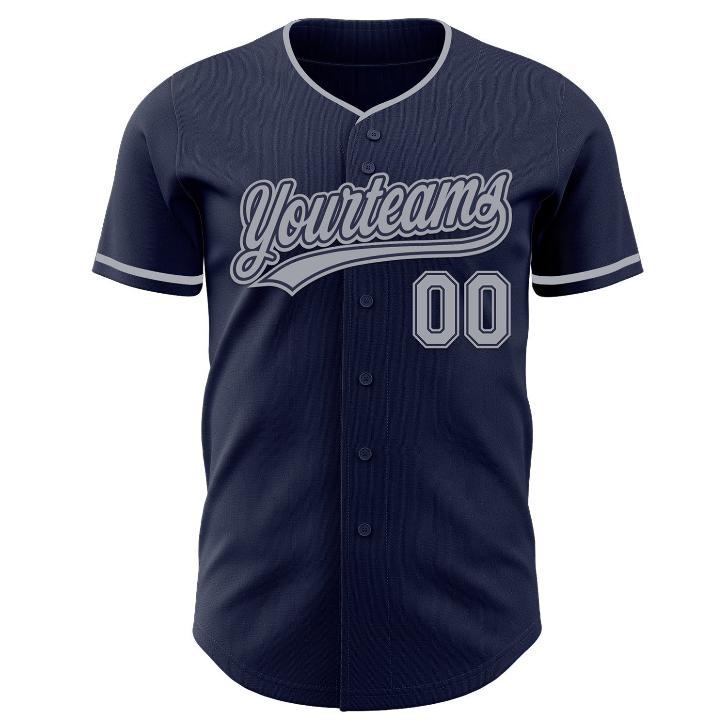 Custom Navy Gray Authentic Baseball Jersey view 2