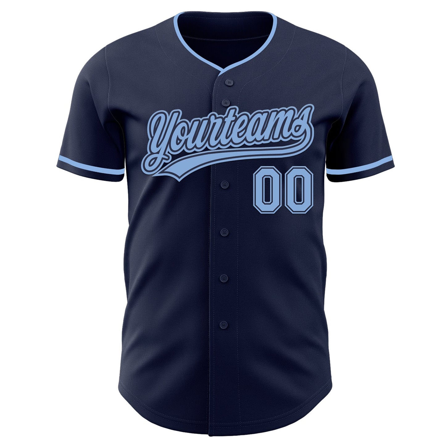 Custom Navy Light Blue Authentic Baseball Jersey view 2