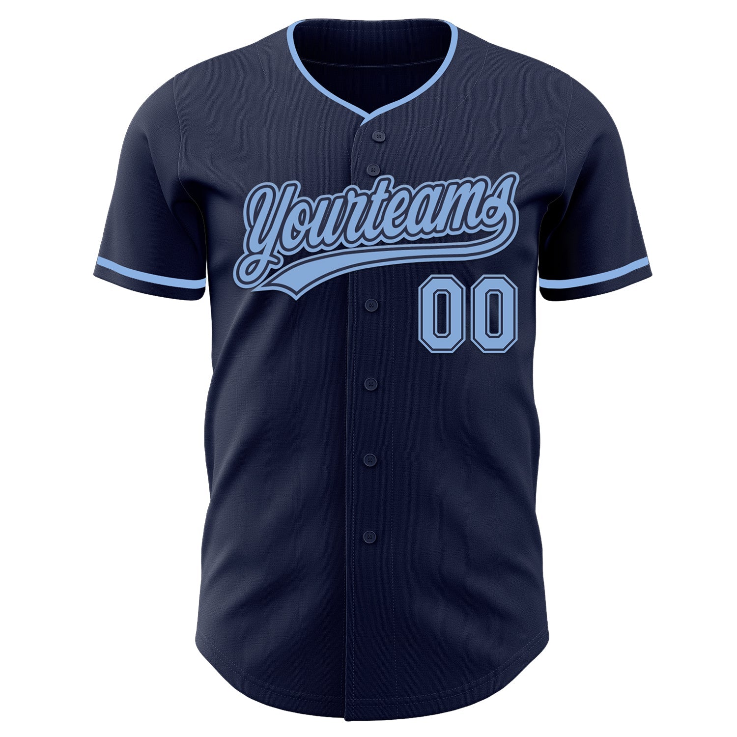 Custom Navy Light Blue Authentic Baseball Jersey view 2
