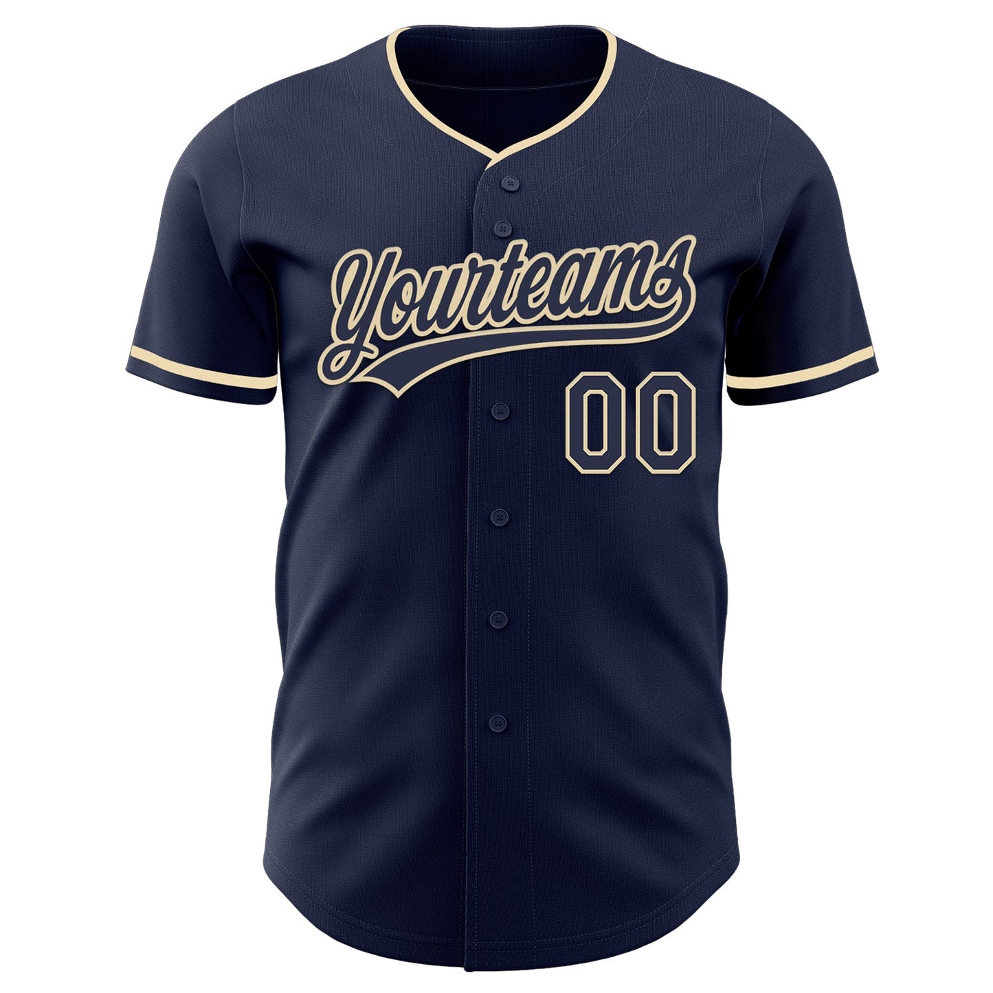 Custom Navy Cream Authentic Baseball Jersey view 2