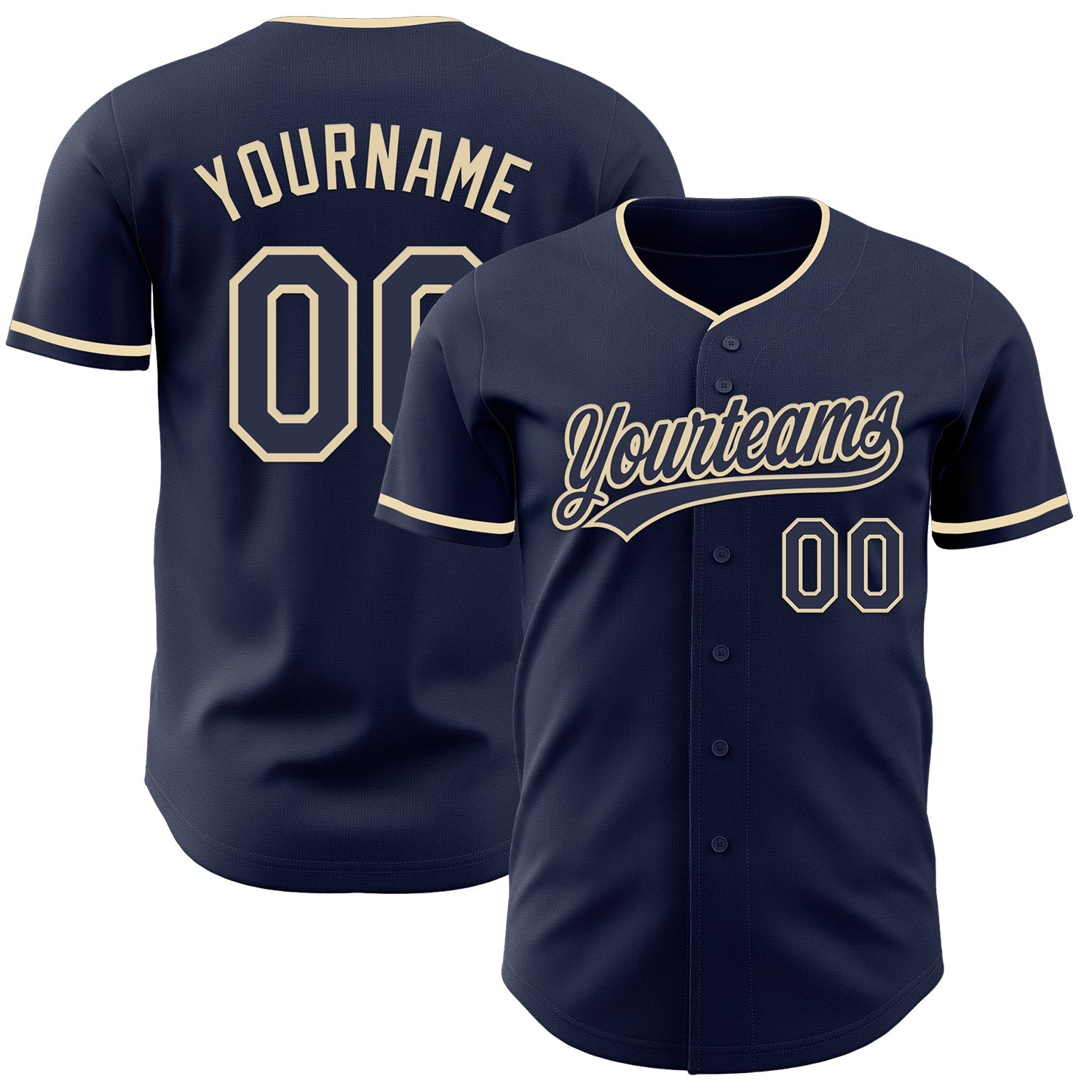 Custom Navy Cream Authentic Baseball Jersey - Main View
