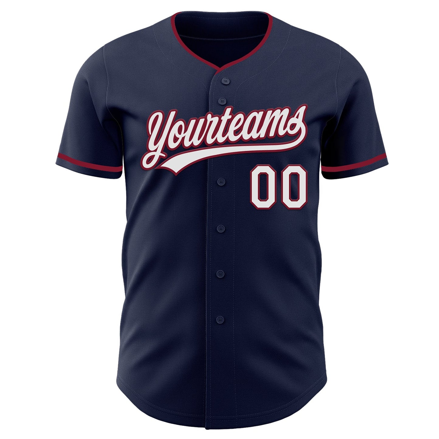 Custom Navy White-Crimson Authentic Baseball Jersey view 2