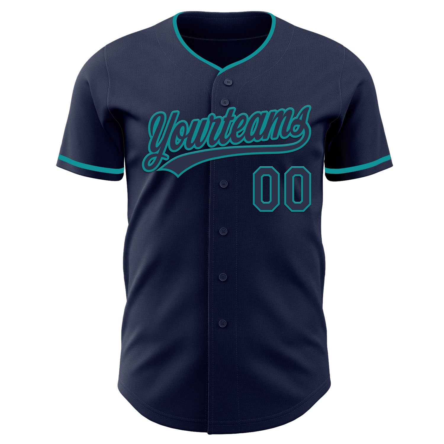 Custom Navy Teal Authentic Baseball Jersey view 2