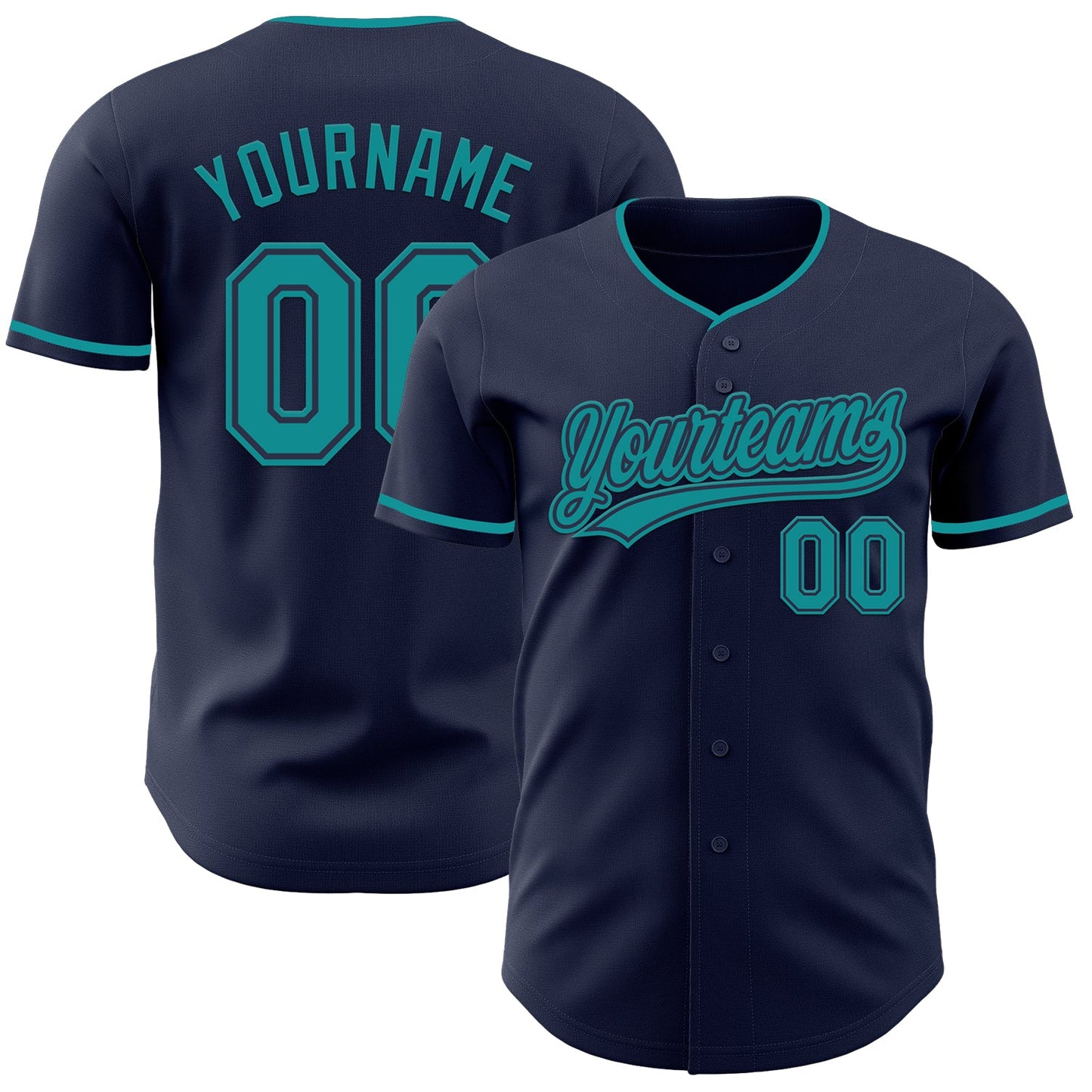 Custom Navy Teal Authentic Baseball Jersey - Main View