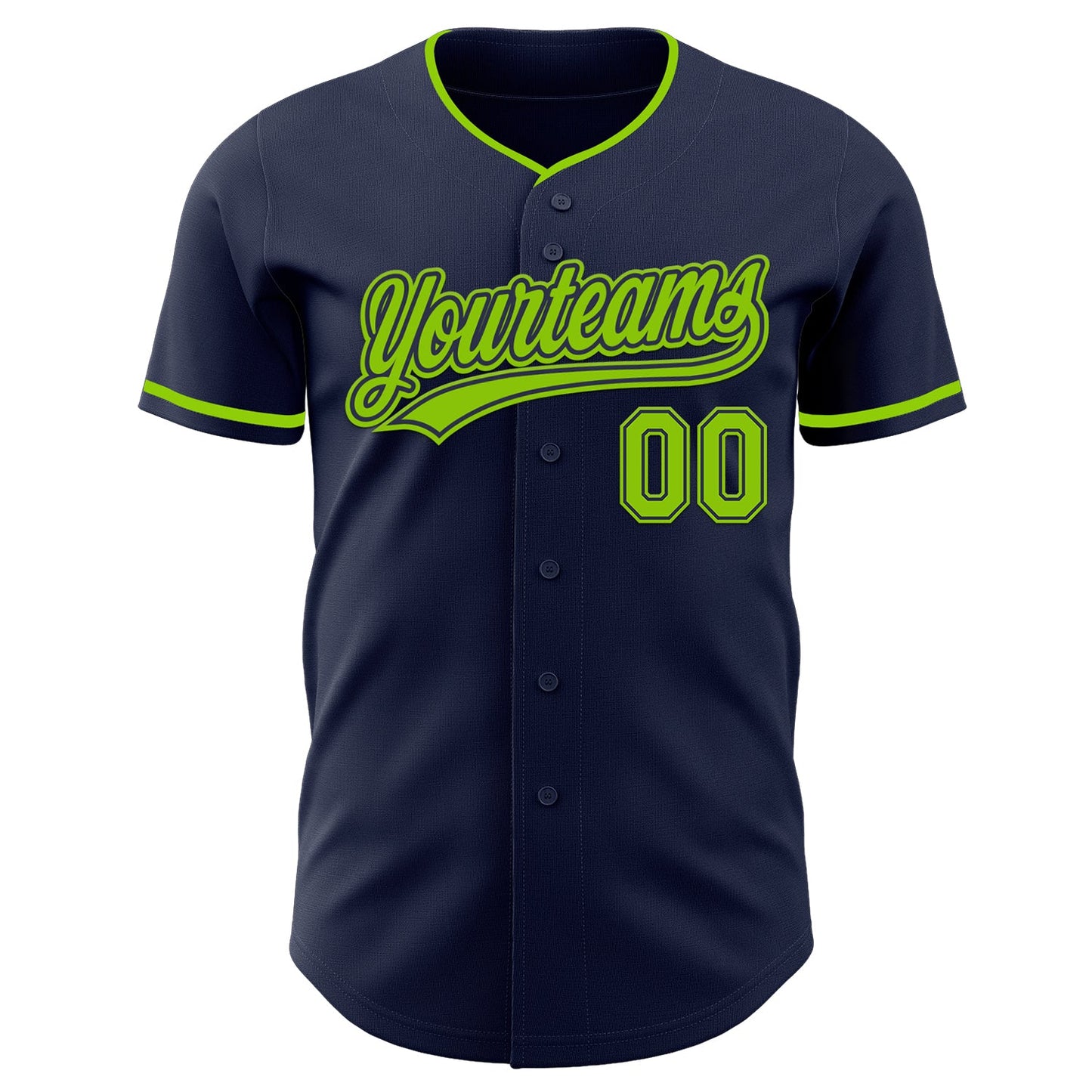 Custom Navy Neon Green Authentic Baseball Jersey view 2