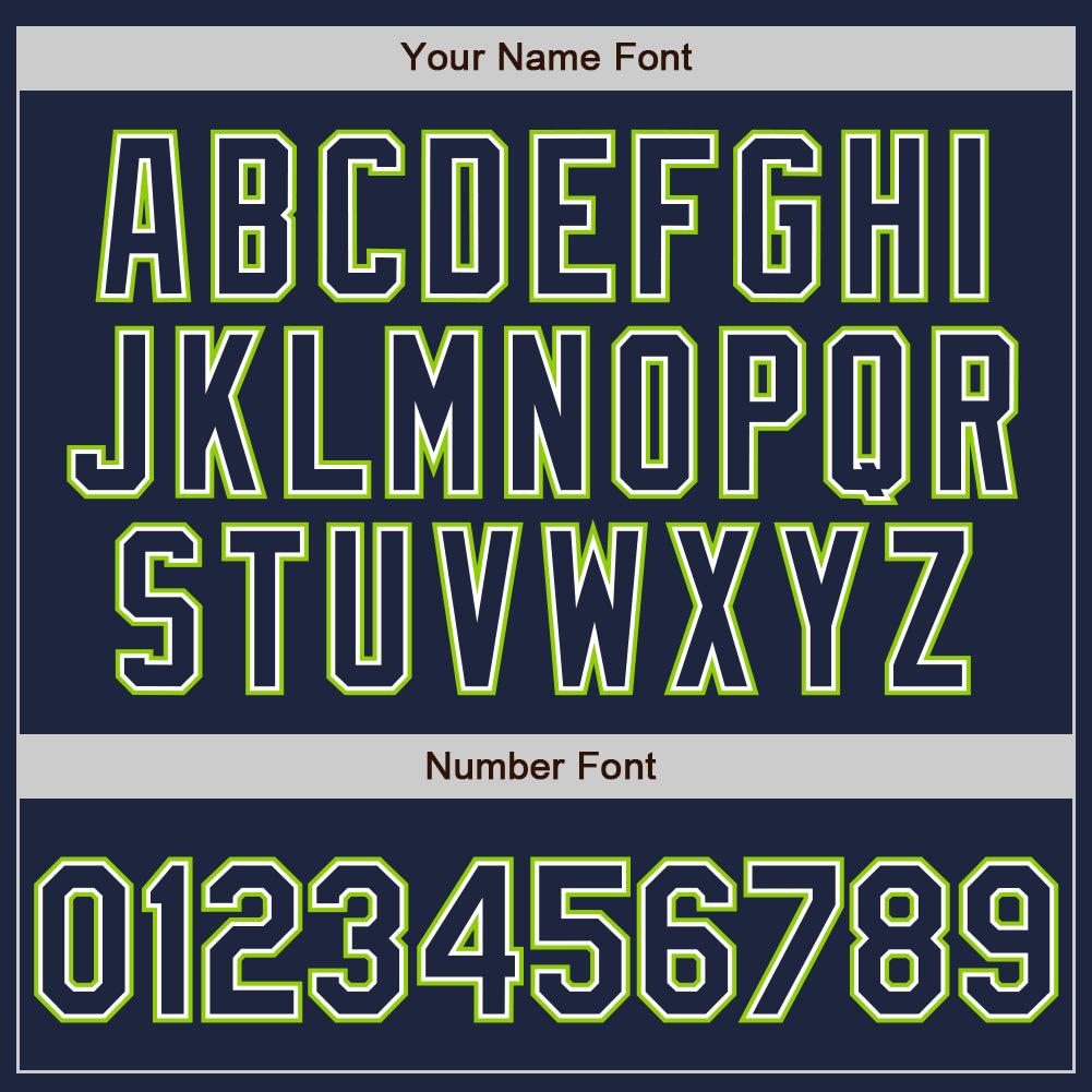 Custom Navy White-Neon Green Authentic Baseball Jersey view 5