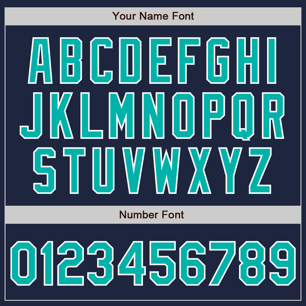 Custom Navy Aqua-White Authentic Baseball Jersey view 5