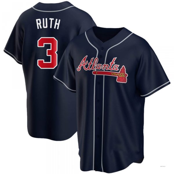Atlanta Braves #3 Babe Ruth Navy Alternate Jersey Stitches Baseball Jerseys - Main View