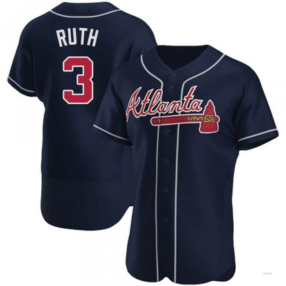 Atlanta Braves #3 Babe Ruth Navy Alternate Jersey Stitches Baseball Jerseys - Main View