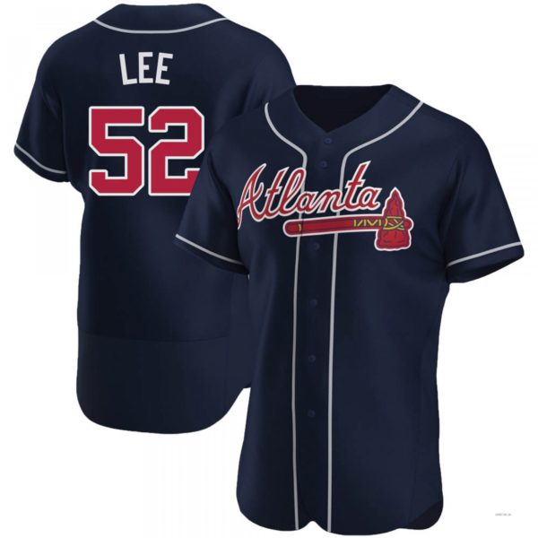Atlanta Braves #52 Dylan Lee Navy Alternate Jersey Stitches Baseball Jerseys - Main View