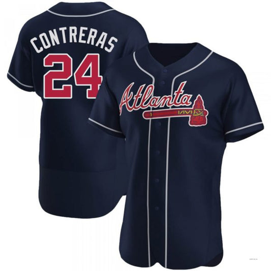 Atlanta Braves #24 William Contreras Navy Alternate Jersey Stitches Baseball Jerseys - Main View
