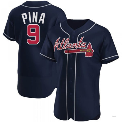 Atlanta Braves #9 Manny Pina Navy Alternate Jersey Stitches Baseball Jerseys - Main View